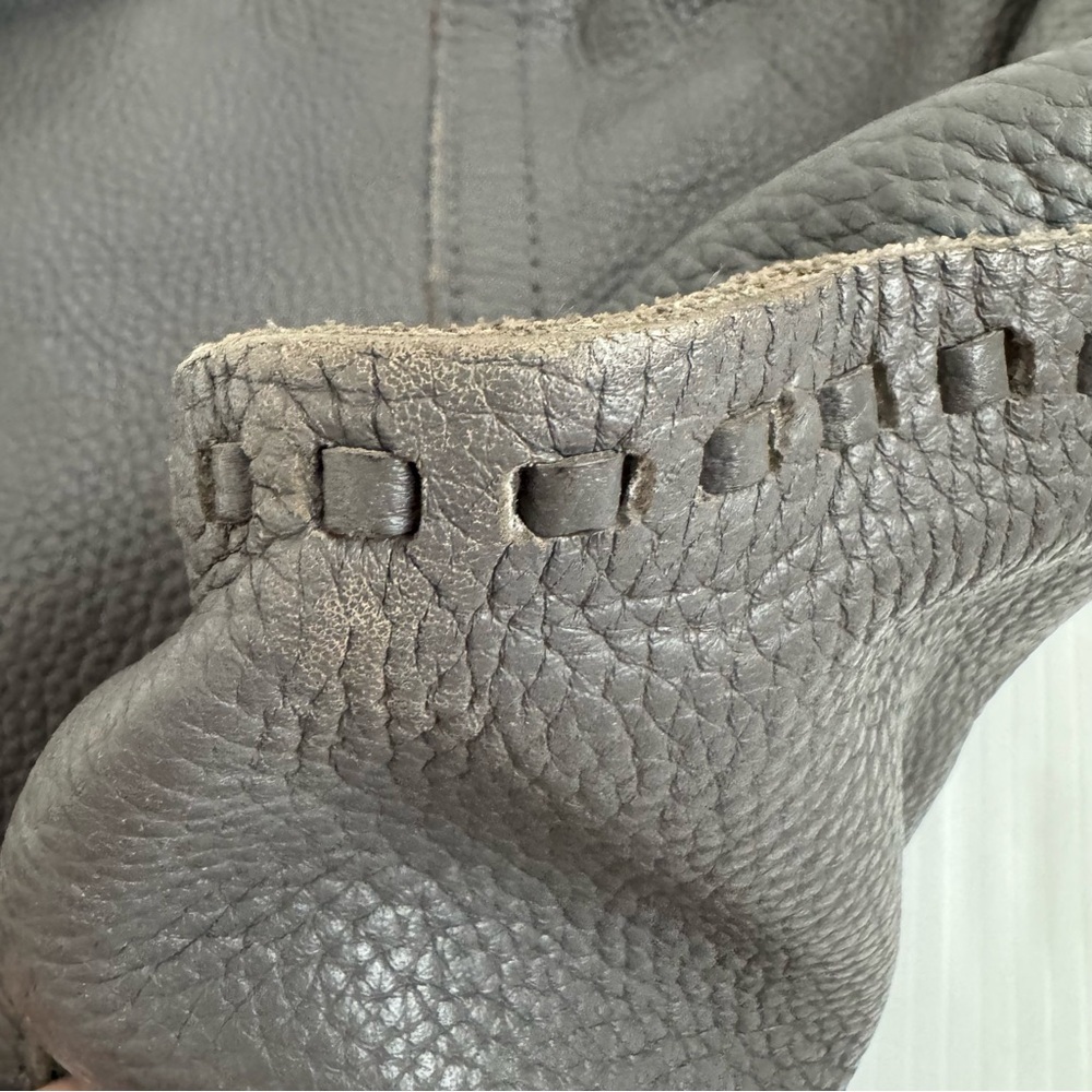 Lucky Brand y2k Gray Leather Women's Bag braided handle super soft leather - Picture 4 of 10